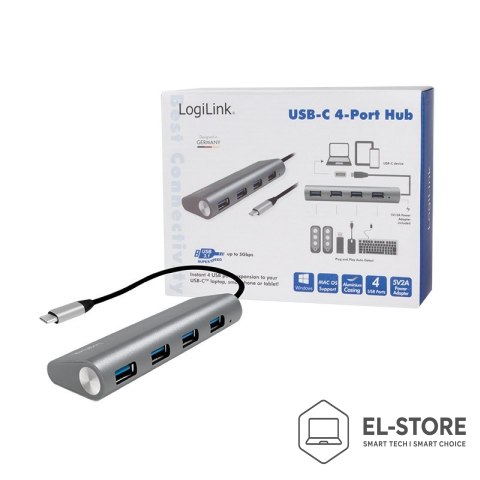 LogiLink LogiLink UA0309 huby i koncentratory USB 3.2 Gen 1 (3.1 Gen 1) Type-C 5000 Mbit/s Szary