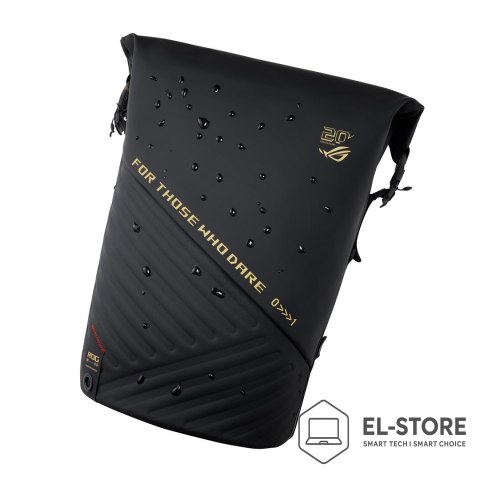 No name ASUS ROG SLASH Backpack Edition 20 plecak Plecak rolowany Czarny Poliester, Skóra woskowana (Pull Up)