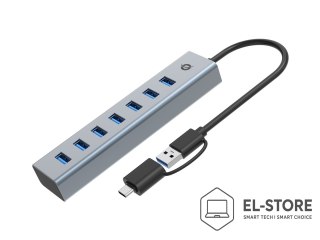 No name Conceptronic HUBBIES21G huby i koncentratory USB 3.2 Gen 1 (3.1 Gen 1) Type-A 5000 Mbit/s Szary