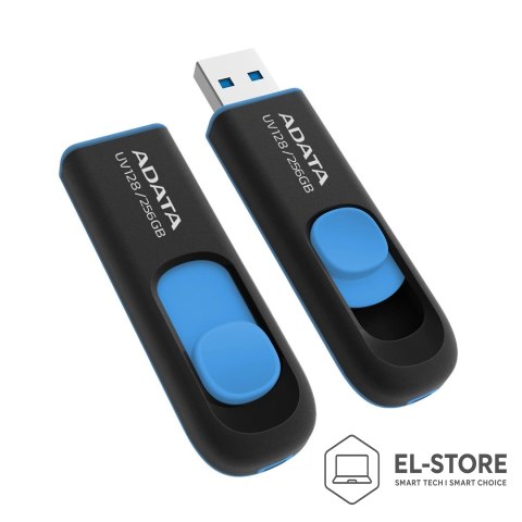 ADATA Pamięć USB ADATA UV128 256 GB USB Typu-A 3.2 Gen 1 (3.1 Gen 1) Czarny, Niebieski