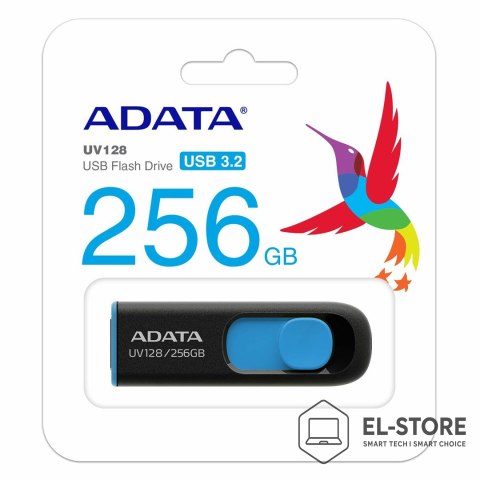 ADATA Pamięć USB ADATA UV128 256 GB USB Typu-A 3.2 Gen 1 (3.1 Gen 1) Czarny, Niebieski