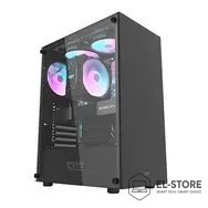 No name DarkFlash DK100 czarny / ATX / bez wentylatorów / 3x USB-A / strona przezroczysta / bez zasilacza