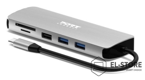 No name Port Designs 900164 stacja dokująca Przewodowa USB 3.2 Gen 1 (3.1 Gen 1) Type-C Stal nierdzewna