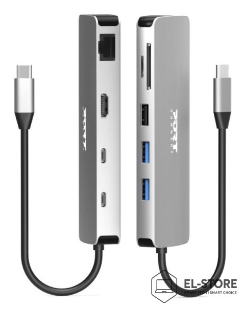 No name Port Designs 900164 stacja dokująca Przewodowa USB 3.2 Gen 1 (3.1 Gen 1) Type-C Stal nierdzewna