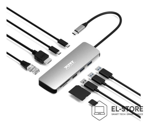 No name Port Designs 900164 stacja dokująca Przewodowa USB 3.2 Gen 1 (3.1 Gen 1) Type-C Stal nierdzewna