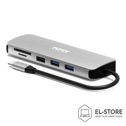 No name Port Designs 900164 stacja dokująca Przewodowa USB 3.2 Gen 1 (3.1 Gen 1) Type-C Stal nierdzewna