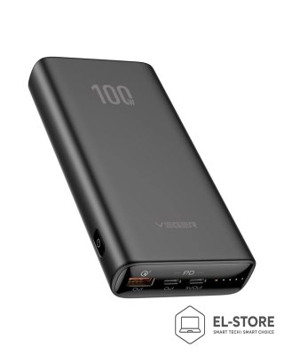 No name VEGER T100 bank mocy Litowo-jonowa (Li-Ion) 20000 mAh Czarny