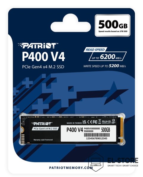 No name Patriot Memory P400 V4 500 GB M.2 PCI Express 4.0 NVMe