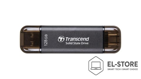 Transcend Transcend ESD310C Technologia Thunderbolt 128 GB USB Type-A / USB Type-C USB 3.2 Gen 2x2 Czarny