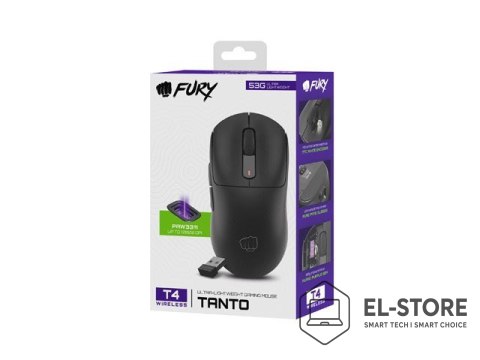 FURY MYSZ DLA GRACZY FURY TANTO T4 WIRELESS BEZPRZEWODOWA 12000DPI CZARNA GAMINGOWA
