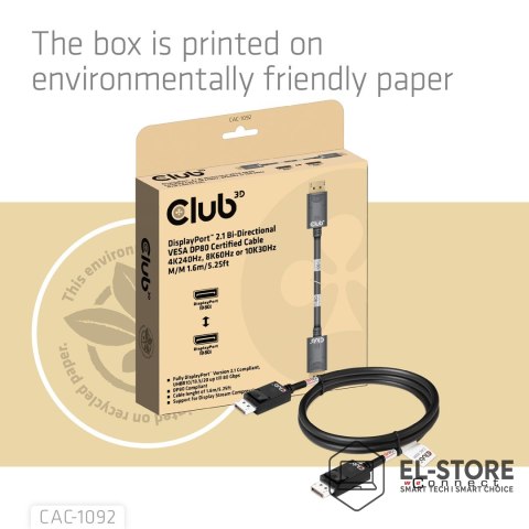 Club 3D CLUB3D CAC-1092 kabel DisplayPort 1,6 m Czarny