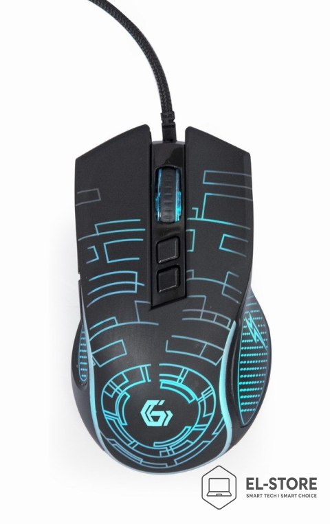 GEMBIRD GEMBIRD GAMINGOWA MYSZ Z PODŚWIETLENIEM RGB USB, CZARNA