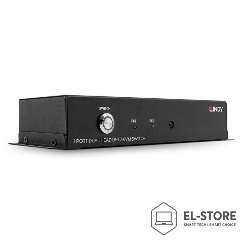 LINDY LINDY 2-portowy przełącznik DisplayPort 1.2 z podwójną głowicą