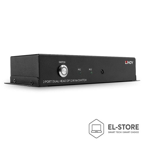 LINDY LINDY 2-portowy przełącznik DisplayPort 1.2 z podwójną głowicą