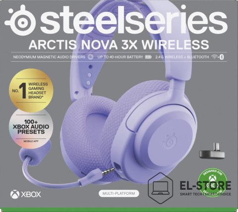 SteelSeries Słuchawki Steelseries Arctis Nova 3X Wireless for Xbox, Levander