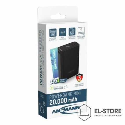 ANSMANN Ansmann PB222PD Litowo-polimerowy (LiPo) 20000 mAh Czarny