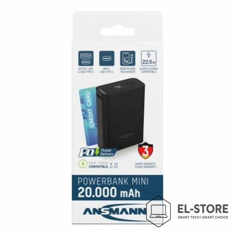 ANSMANN Ansmann PB222PD Litowo-polimerowy (LiPo) 20000 mAh Czarny