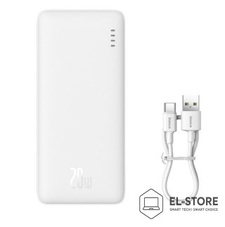 Baseus Powerbank Baseus Airpow 20W 10000mAh z kablem Baseus Simple Series USB-A - USB-C 30 cm - biały