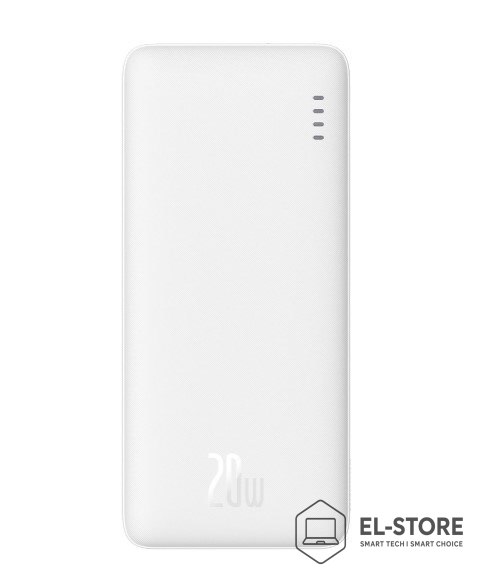 Baseus Powerbank Baseus Airpow 20W 10000mAh z kablem Baseus Simple Series USB-A - USB-C 30 cm - biały