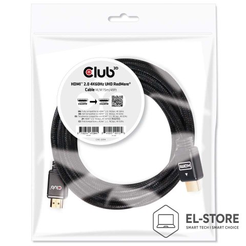 Club 3D CLUB 3D CAC-2314 HDMI 2.0 4K60Hz RedMere cable 15m