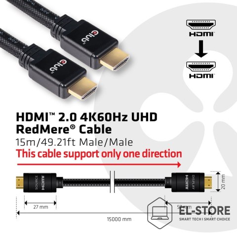 Club 3D CLUB 3D CAC-2314 HDMI 2.0 4K60Hz RedMere cable 15m