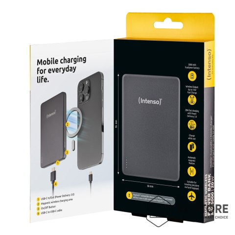 INTENSO Intenso MW5000 Litowo-polimerowy (LiPo) 5000 mAh Bezprzewodowe ładowanie Szary