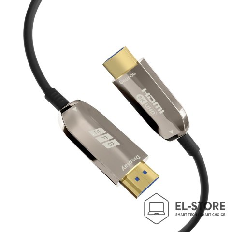 No name EFB Elektronik HDMI-21-00007 kabel HDMI 20 m HDMI Typu A (Standard) Czarny, Stal nierdzewna