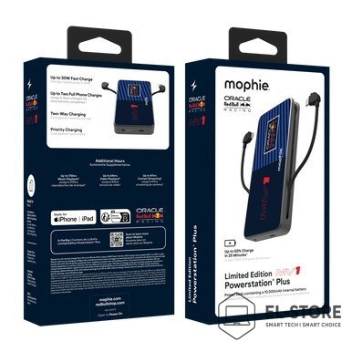 No name Powerbank Mophie Powerstation Plus 10K Red Bull Racing MV1 - powerbank 10000mAh, zintegrowany kabel USB-C oraz lightning (1x por