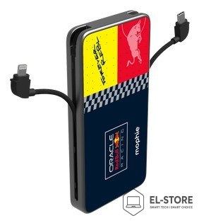 No name Powerbank Mophie Powerstation Plus 10K Red Bull Racing - powerbank 10000mAh, zintegrowany kabel USB-C oraz lightning (1x port US