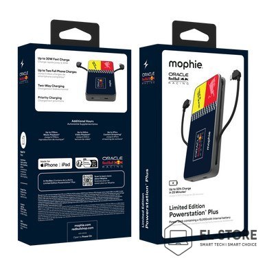No name Powerbank Mophie Powerstation Plus 10K Red Bull Racing - powerbank 10000mAh, zintegrowany kabel USB-C oraz lightning (1x port US