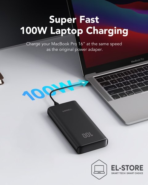 No name VEGER T100 bank mocy Litowo-jonowa (Li-Ion) 20000 mAh Czarny