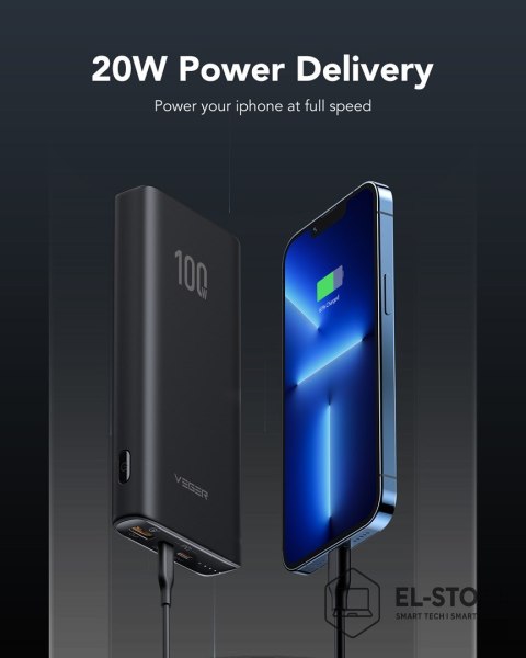 No name VEGER T100 bank mocy Litowo-jonowa (Li-Ion) 20000 mAh Czarny
