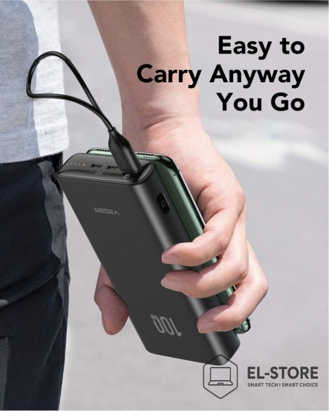 No name VEGER T100 bank mocy Litowo-jonowa (Li-Ion) 20000 mAh Czarny