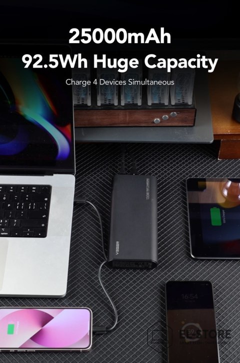 No name VEGER TC130 bank mocy Litowo-jonowa (Li-Ion) 25000 mAh Czarny
