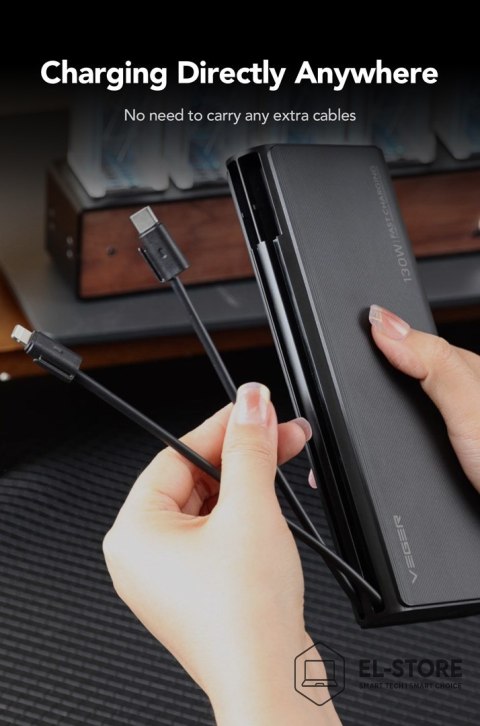 No name VEGER TC130 bank mocy Litowo-jonowa (Li-Ion) 25000 mAh Czarny