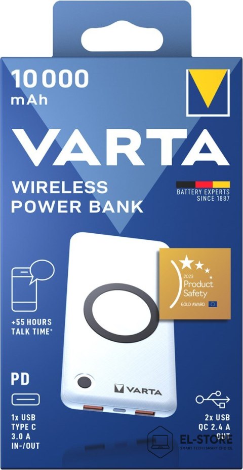 VARTA Varta 57913 Litowo-polimerowy (LiPo) 10000 mAh Bezprzewodowe ładowanie Biały