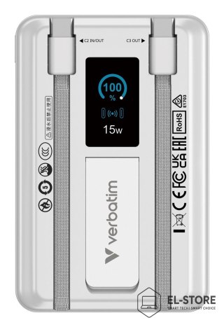 Verbatim Verbatim 32273 bank mocy Litowo-polimerowy (LiPo) 10000 mAh Bezprzewodowe ładowanie Srebrny