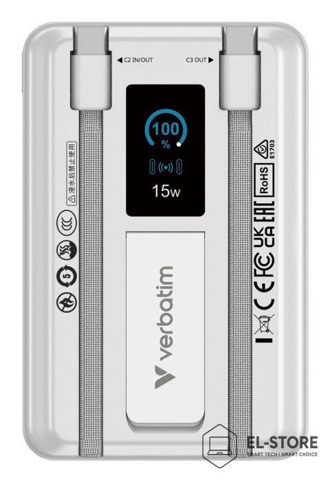Verbatim Verbatim 32273 bank mocy Litowo-polimerowy (LiPo) 10000 mAh Bezprzewodowe ładowanie Srebrny