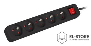 Lanberg LANBERG LISTWA PRZEDŁUŻACZ 1.5M 5X 230V PL Z WYŁĄCZNIKIEM KABEL WYKONANY Z PEŁNEJ MIEDZI CZARNA