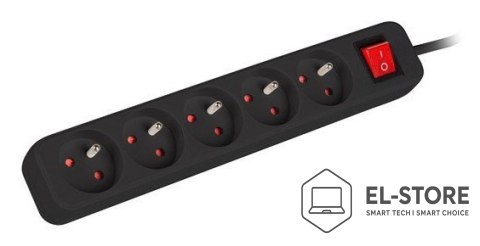 Lanberg LANBERG LISTWA PRZEDŁUŻACZ 1.5M 5X 230V PL Z WYŁĄCZNIKIEM KABEL WYKONANY Z PEŁNEJ MIEDZI CZARNA