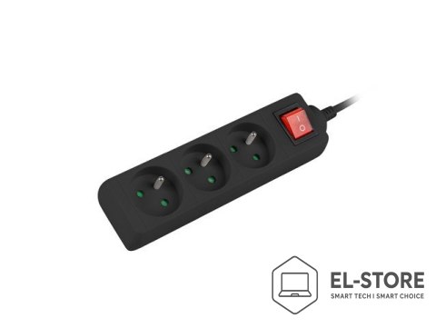 Lanberg LANBERG LISTWA PRZEDŁUŻACZ 3M 3X 230V PL Z WYŁĄCZNIKIEM KABEL WYKONANY Z PEŁNEJ MIEDZI CZARNA