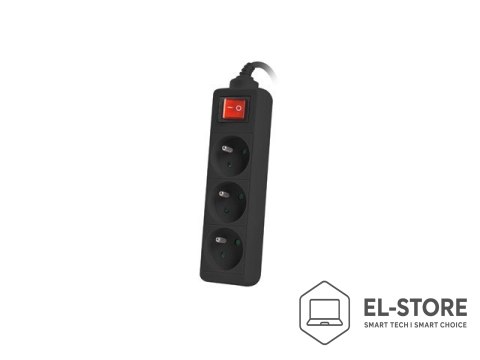 Lanberg LANBERG LISTWA PRZEDŁUŻACZ 3M 3X 230V PL Z WYŁĄCZNIKIEM KABEL WYKONANY Z PEŁNEJ MIEDZI CZARNA
