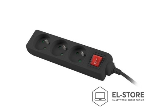 Lanberg LANBERG LISTWA PRZEDŁUŻACZ 3M 3X 230V PL Z WYŁĄCZNIKIEM KABEL WYKONANY Z PEŁNEJ MIEDZI CZARNA