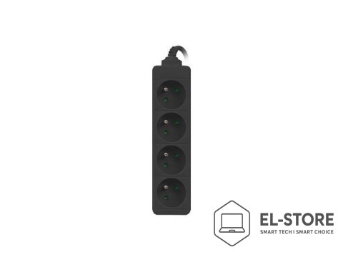 Lanberg Przedłużacz Lanberg PS0-04E-0100-IEC-BK (1m; kolor czarny)