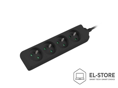 Lanberg Przedłużacz Lanberg PS0-04E-0100-IEC-BK (1m; kolor czarny)