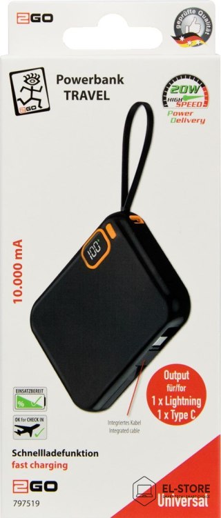 No name 2GO 797519 bank mocy 10000 mAh Czarny