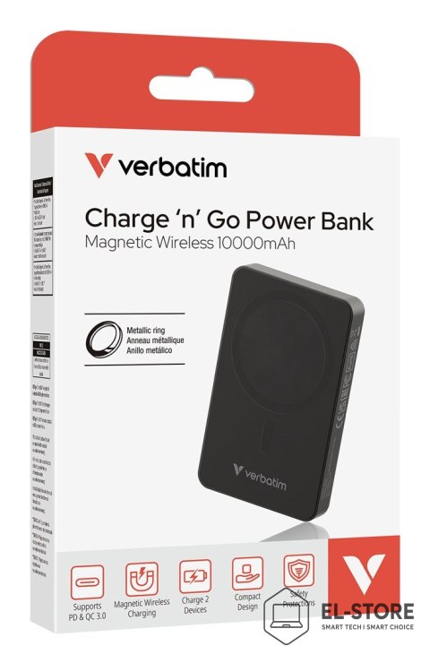 Verbatim Verbatim Charge 'n' Go Essentials 10000 mAh Bezprzewodowe ładowanie Czarny