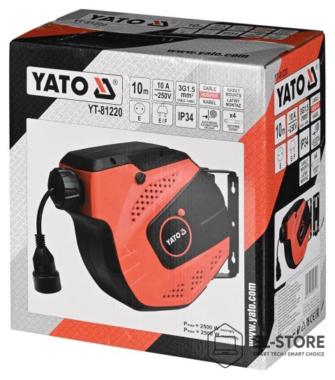 YATO YATO PRZEDŁUŻACZ 3x1,5 ZWIJAK AUTOMATYCZNY 10M+1M