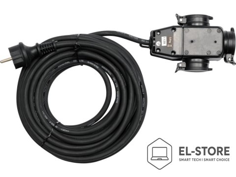 YATO Yato YT-81162 rozgałęziacz 20 m 3 x gniazdo sieciowe Wewnątrz/Na wolnym powietrzu Czarny