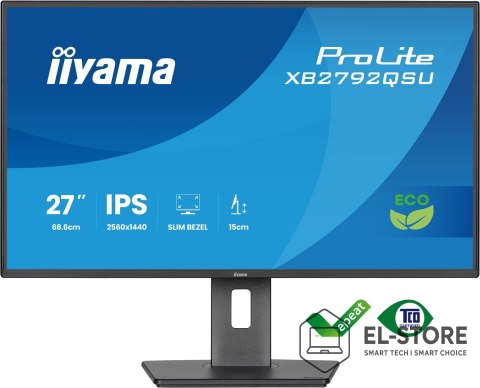 IIYAMA Iiyama ProLite XB2792QSU-B1 monitor komputerowy 68,6 cm (27") 2560 x 1440 px Quad HD LED Czarny